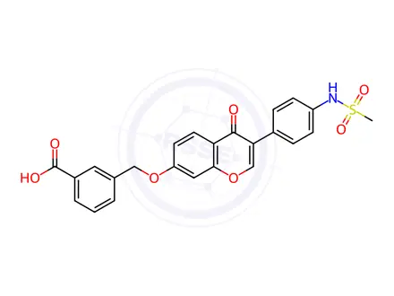 Chemical structure of 3-[[[3-[4-[(Methylsulfonyl)amino]phenyl]-4-oxo-4H-chromen-7-yl]oxy]methyl]benzoic Acid