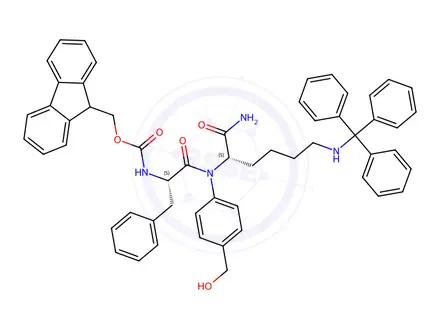 Chemical structure of Fmoc-Phe-Lys(Trt)-PAB