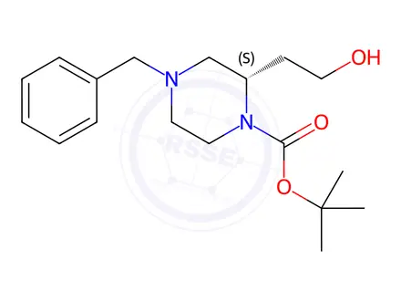 Chemical structure of (S)-tert-Butyl 4-benzyl-2-(2-hydroxyethyl)-piperazine-1-carboxylate