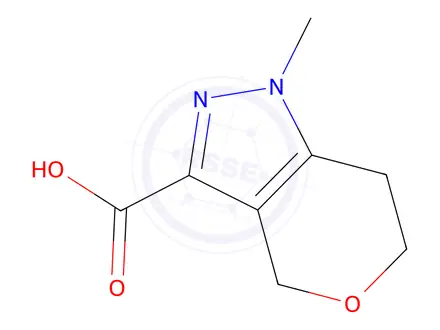 Chemical structure of 1-Methyl-1,4,6,7-tetrahydropyrano[4,3-c]pyrazole-3-carboxylic acid