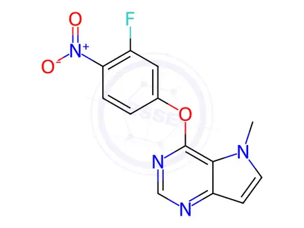 Chemical structure of 4-(3-Fluoro-4-nitrophenoxy)-5-methyl-5H-pyrrolo[3,2-d]pyrimidine