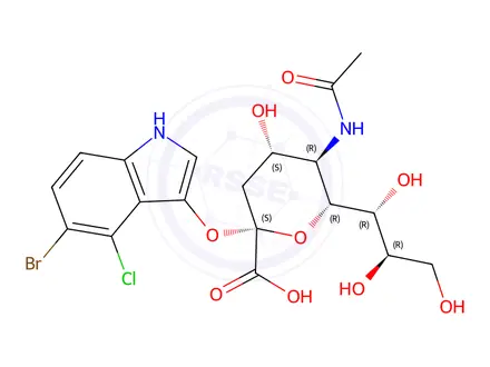 Chemical structure of 2-O-(5-broMo-4-chloroindol-3-yl)sialic acid