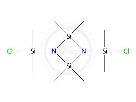 Chemical structure of 1,3-Bis(chlorodimethylsilyl)-2,2,4,4-tetramethyl-1,3-diaza-2,4-disilacyclobutane