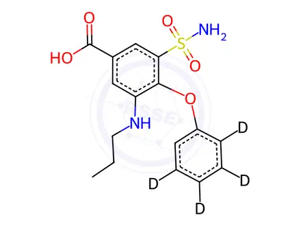Chemical structure of N-Desbutyl-N-propyl Bumetanide-d5