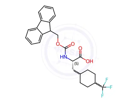 Chemical structure of (S)-Fmoc-3-(4-(trifluoromethyl)cyclohexyl)-Ala-OH