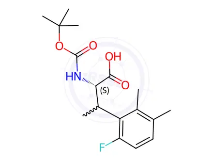 Chemical structure of (2S)-2-((tert-Butoxycarbonyl)amino)-3-(6-fluoro-2,3-dimethylphenyl)butanoic acid