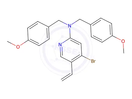 Chemical structure of (4-bromo-5-vinyl-pyridin-2-yl)-bis-(4-methoxy-benzyl)-amine