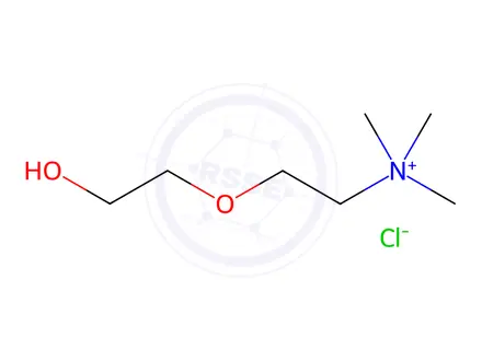 Chemical structure of 2-(2-Hydroxyethoxy)-N,N,N-trimethylethan-1-aminium Chloride