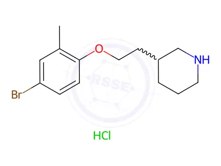 Chemical structure of 3-[2-(4-Bromo-2-methylphenoxy)ethyl]piperidine hydrochloride