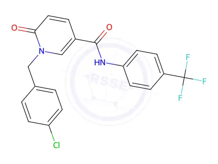 Chemical structure of 1-[(4-Chlorophenyl)methyl]-6-oxo-N-[4-(trifluoromethyl)phenyl]-1,6-dihydropyridine-3-carboxamide