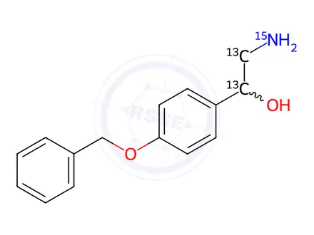 Chemical structure of 2-Amino-1-(4’-benzyloxyphenyl)ethanol-13C2,15N