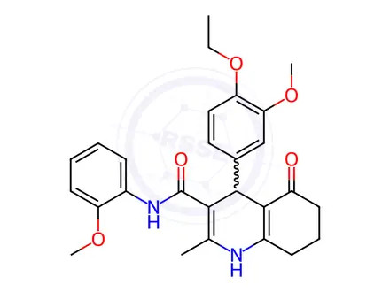 Chemical structure of 4-(4-Ethoxy-3-methoxyphenyl)-N-(2-methoxyphenyl)-2-methyl-5-oxo-1,4,5,6,7,8-hexahydroquinoline-3-carboxamide