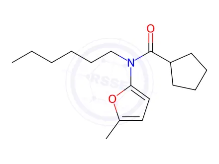 Chemical structure of N-Hexyl-N-(5-methylfuran-2-yl)cyclopentanecarboxamide