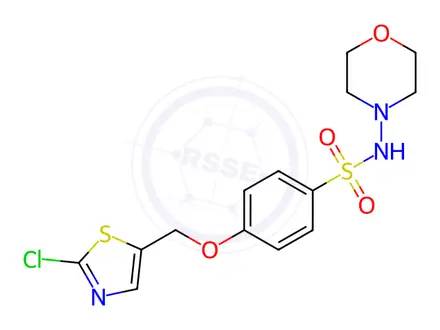 Chemical structure of 4-[(2-chloro-1,3-thiazol-5-yl)methoxy]-N-morpholinobenzenesulfonamide