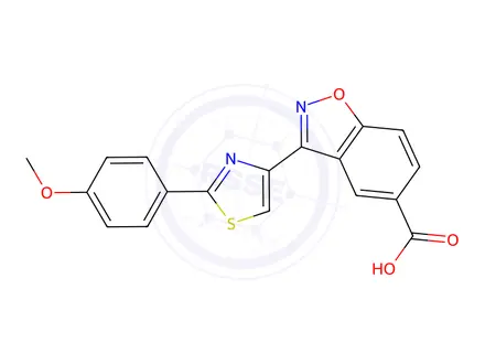 Chemical structure of 3-(2-(4-Methoxyphenyl)Thiazol-4-Yl)Benzo[D]Isoxazole-5-Carboxylic Acid