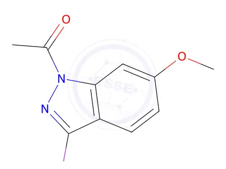 Chemical structure of 1-(3-Iodo-6-methoxy-1H-indazol-1-yl)ethanone