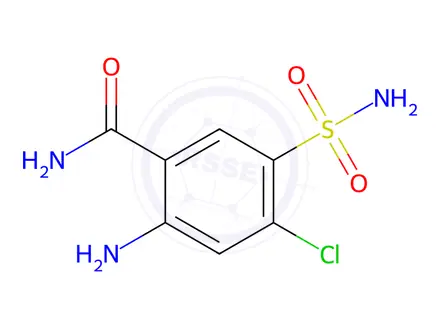 Chemical structure of 2-Amino-5-(aminosulfonyl)-4-chlorobenzamide
