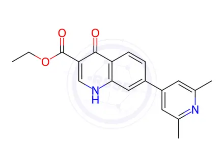 Chemical structure of ethyl 7-(2,6-dimethyl-4-pyridyl)-1,4-dihydro-4-oxoquinoline-3-carboxylate