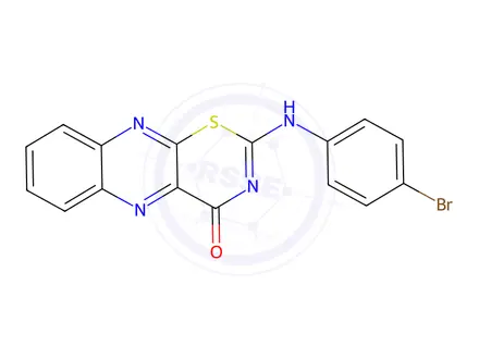 Chemical structure of 2-((4-Bromophenyl)amino)-4H-[1,3]thiazino[5,6-b]quinoxalin-4-one