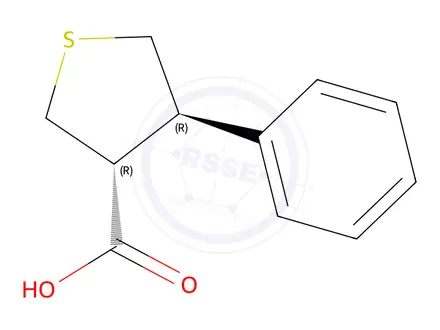 Chemical structure of rel-(3R,4R)-4-Phenyltetrahydrothiophene-3-carboxylic acid