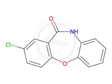 Chemical structure of 2-Chloro-10,11-dihydro-11-oxo-dibenzo[b,f][1,4]oxazepine