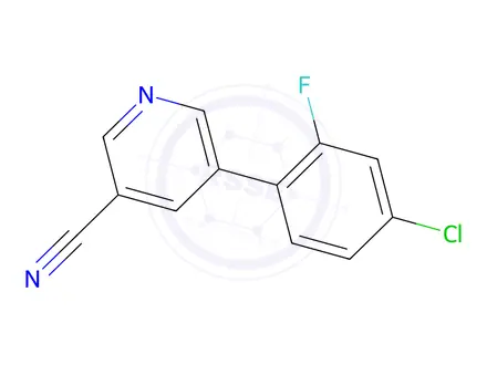 Chemical structure of 5-(4-Chloro-2-fluorophenyl)nicotinonitrile