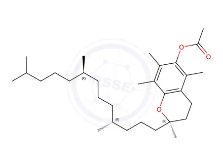 Chemical structure of DL-alpha-Tocopherylacetate (Vitamin E acetate) in methanol