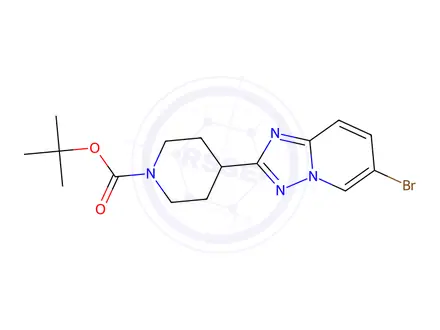 Chemical structure of tert-butyl 4-(6-bromo-[1,2,4]triazolo[1,5-a]pyridin-2-yl)piperidine-1-carboxylate