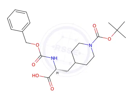Chemical structure of (R)-2-(((Benzyloxy)carbonyl)amino)-3-(1-(tert-butoxycarbonyl)piperidin-4-yl)propanoic acid