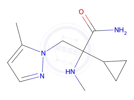 Chemical structure of 2-Cyclopropyl-3-(5-methyl-1h-pyrazol-1-yl)-2-(methylamino)propanamide
