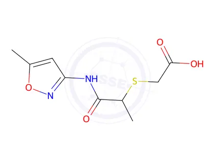 Chemical structure of 2-({1-[(5-Methyl-1,2-oxazol-3-yl)carbamoyl]ethyl}sulfanyl)acetic Acid