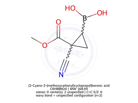 Chemical structure of (2-Cyano-2-(methoxycarbonyl)cyclopropyl)boronic acid