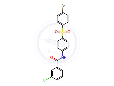 Chemical structure of N-(4-((4-bromophenyl)sulfonyl)phenyl)-3-chlorobenzamide