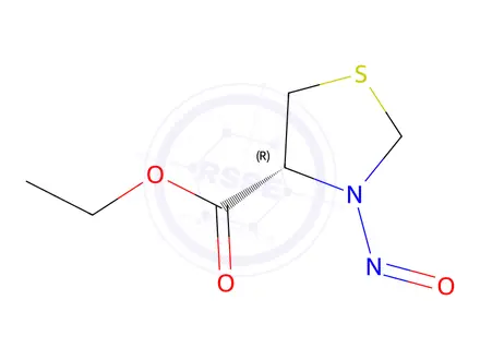 Chemical structure of Ethyl (R)-3-Nitrosothiazolidine-4-Carboxylate