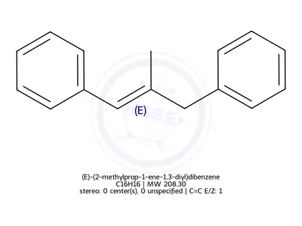 Chemical structure of (E)-(2-methylprop-1-ene-1,3-diyl)dibenzene