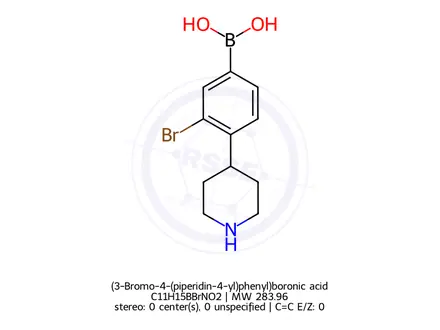 Chemical structure of (3-Bromo-4-(piperidin-4-yl)phenyl)boronic acid