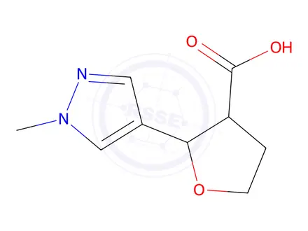 Chemical structure of 2-(1-Methyl-1h-pyrazol-4-yl)tetrahydrofuran-3-carboxylic acid