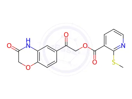 Chemical structure of 2-Oxo-2-(3-oxo-3,4-dihydro-2H-benzo[b][1,4]oxazin-6-yl)ethyl 2-(methylthio)nicotinate