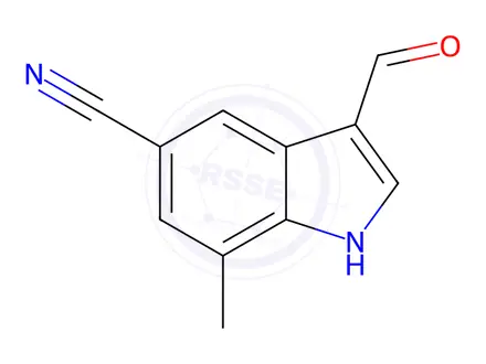 Chemical structure of 3-Formyl-7-methyl-1H-indole-5-carbonitrile