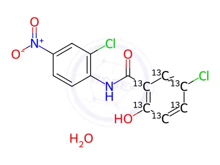 Chemical structure of Niclosamide-[13C6]-hydrate
