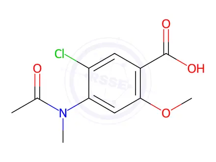 Chemical structure of 4-​(Acetylmethylamino)​-​5-​chloro-​2-​methoxy-Benzoic Acid