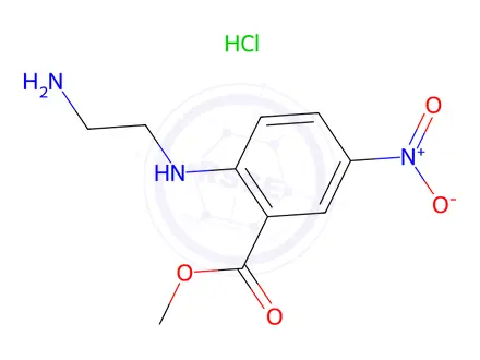 Chemical structure of Methyl 2-[(2-aminoethyl)amino]-5-nitrobenzoate hydrochloride