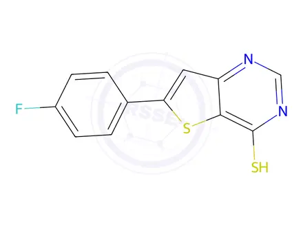 Chemical structure of 6-(4-Fluorophenyl)thieno[3,2-d]pyrimidine-4-thiol