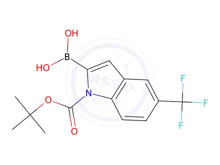 Chemical structure of (1-(tert-Butoxycarbonyl)-5-(trifluoromethyl)-1H-indol-2-yl)boronic acid