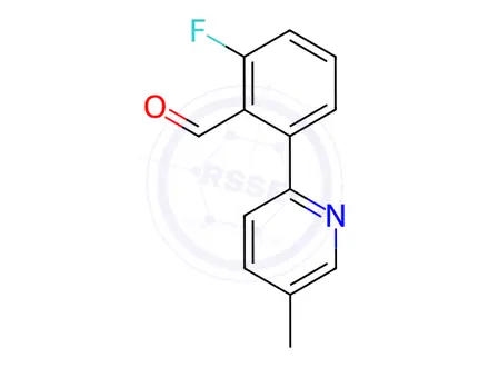 Chemical structure of 2-fluoro-6-(5-methylpyridin-2-yl)benzaldehyde