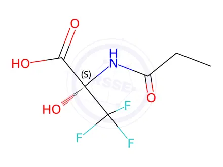 Chemical structure of Alanine, 3,3,3-trifluoro-2-hydroxy-N-(1-oxopropyl)-