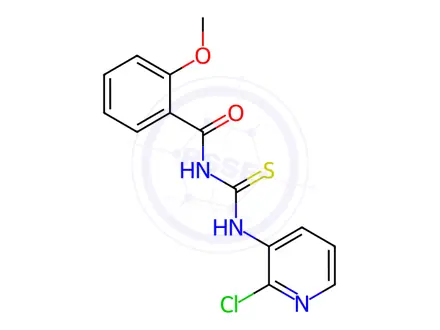 Chemical structure of N-((2-chloropyridin-3-yl)carbamothioyl)-2-methoxybenzamide