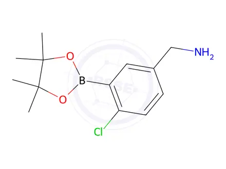 Chemical structure of 5-(Aminomethyl)-2-chlorophenylboronic Acid Pinacol Ester
