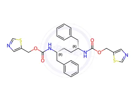 Chemical structure of Bis(thiazol-5-ylmethyl) ((2R,5R)-1,6-diphenylhexane-2,5-diyl)dicarbamate