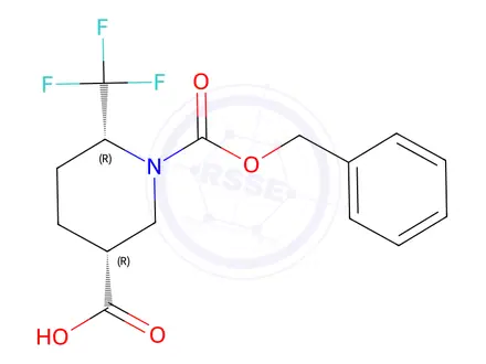 Chemical structure of Cis-1-((Benzyloxy)Carbonyl)-6-(Trifluoromethyl)Piperidine-3-Carboxylic Acid